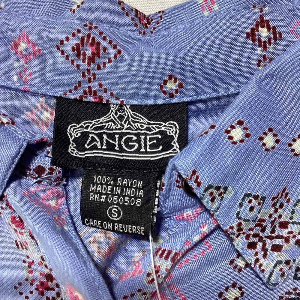 Angie Blue and Pink Floral Patterned Dress with Ruffle Sleeves - Picture 5 of 10